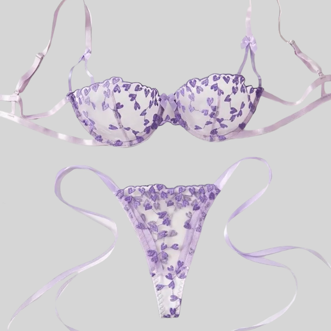 Conjunto encaje corazones 1