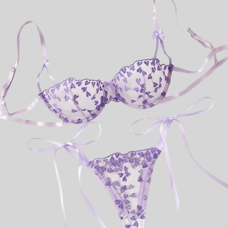 Conjunto encaje corazones 2