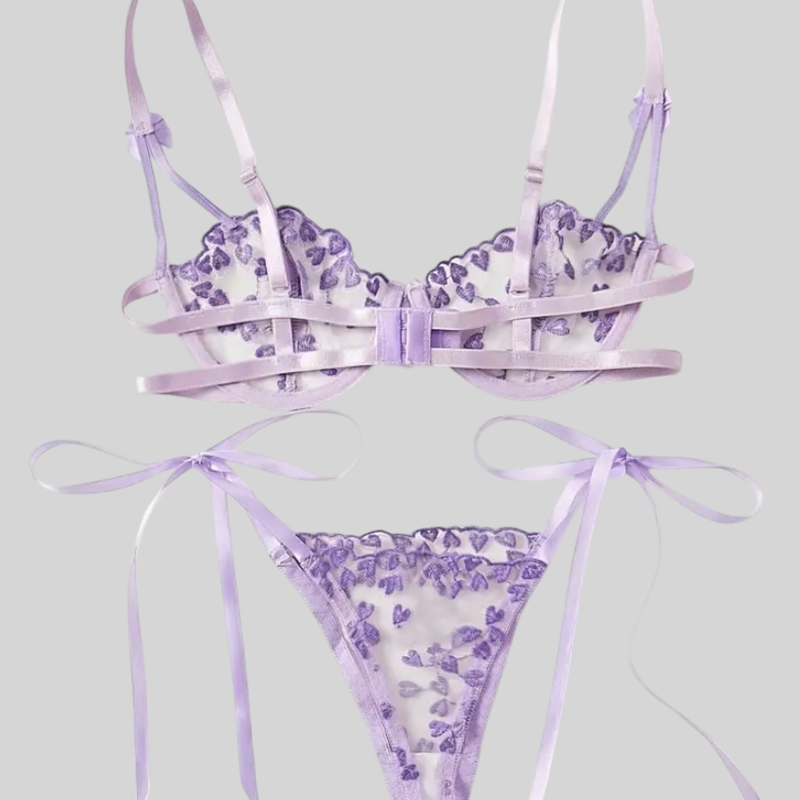 Conjunto encaje corazones 3