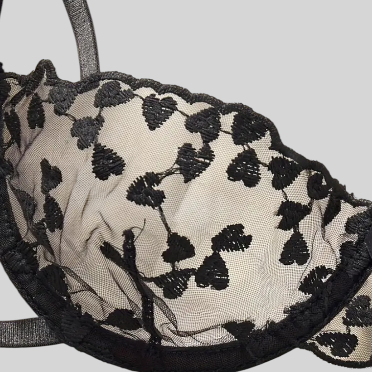 Conjunto encaje corazones Negro 4