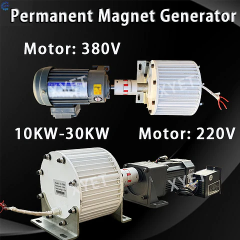 20KW Generator Set 220v 380v Low RPM Permanent Magnet Generator 3 Phase Magnetic Alternator With Motor DIY