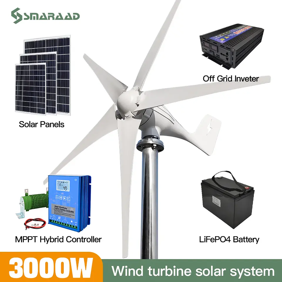 3000W Wind Turbine 12V 24V 48V Wind Turbine With Free MPPT Controller Battery 220V For Household Use 1