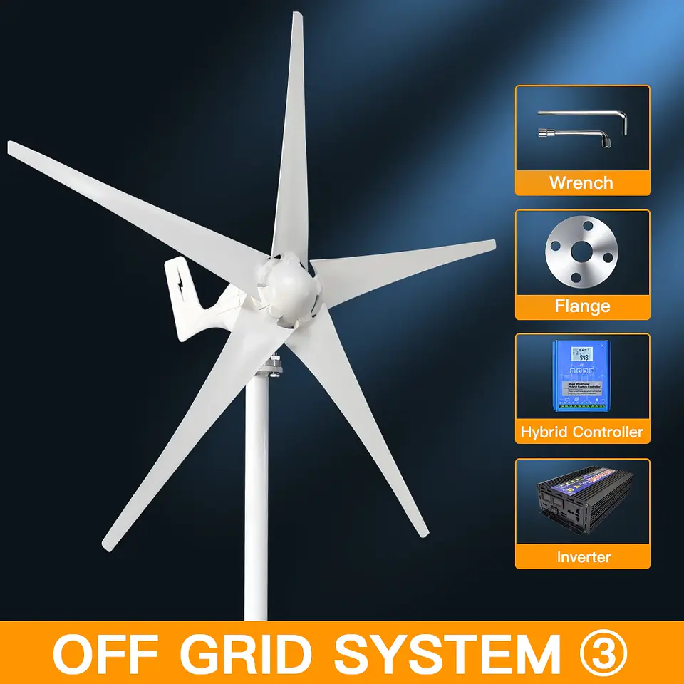 3000W Wind Turbine 12V 24V 48V Wind Turbine With Free MPPT Controller Battery 220V For Household Use 8