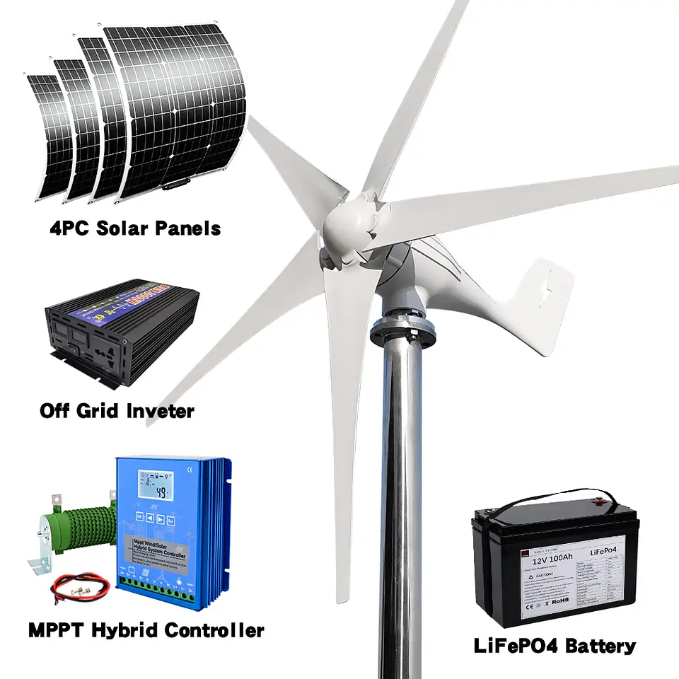 3000W Wind Turbine 12V 24V 48V Wind Turbine With Free MPPT Controller Battery 220V For Household Use 10