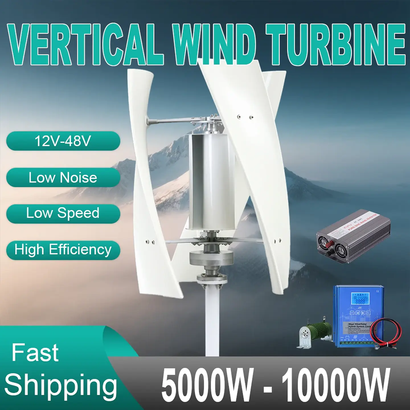 5000W Wind Turbine 12V 24V 48V Wind Turbine Generator 10KW With Free MPPT Controller Battery 220V For Household Use 1