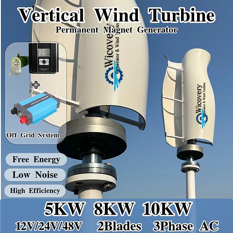 Vertical Wind Turbine Generator 5kW–10kW, 12V/24V/48V Off-Grid Wind Power System