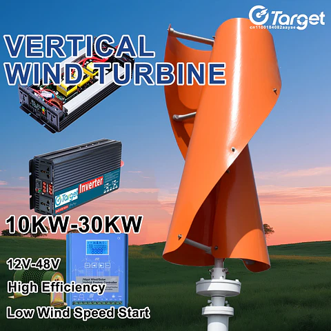 Vertical Wind Turbine Generator 5kW–30kW, 12V–96V with MPPT Options