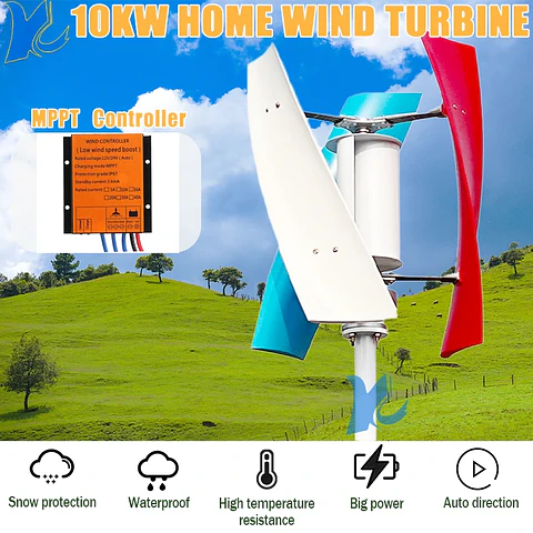 3000W 5000W 10000W Wind Power Turbine Generator 3KW 5KW 10KW 12V 24V Vertical Axis Home Use Roof Windmill Low Noise