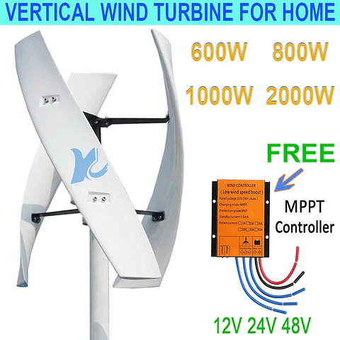 600W 800W 1000W 2000W Wind Power Turbine 12V 24V 48V 1KW 2KW Vertical Axis Home Use Windmill Low Noise Generator