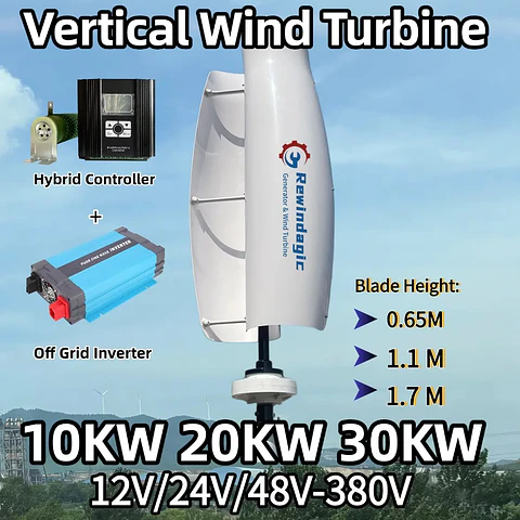 10KW 20KW 30KW 3Phase AC 24V 48V 96V 220V Wind Turbine Generator Vertical Axis Windmill Off Grid System For Home