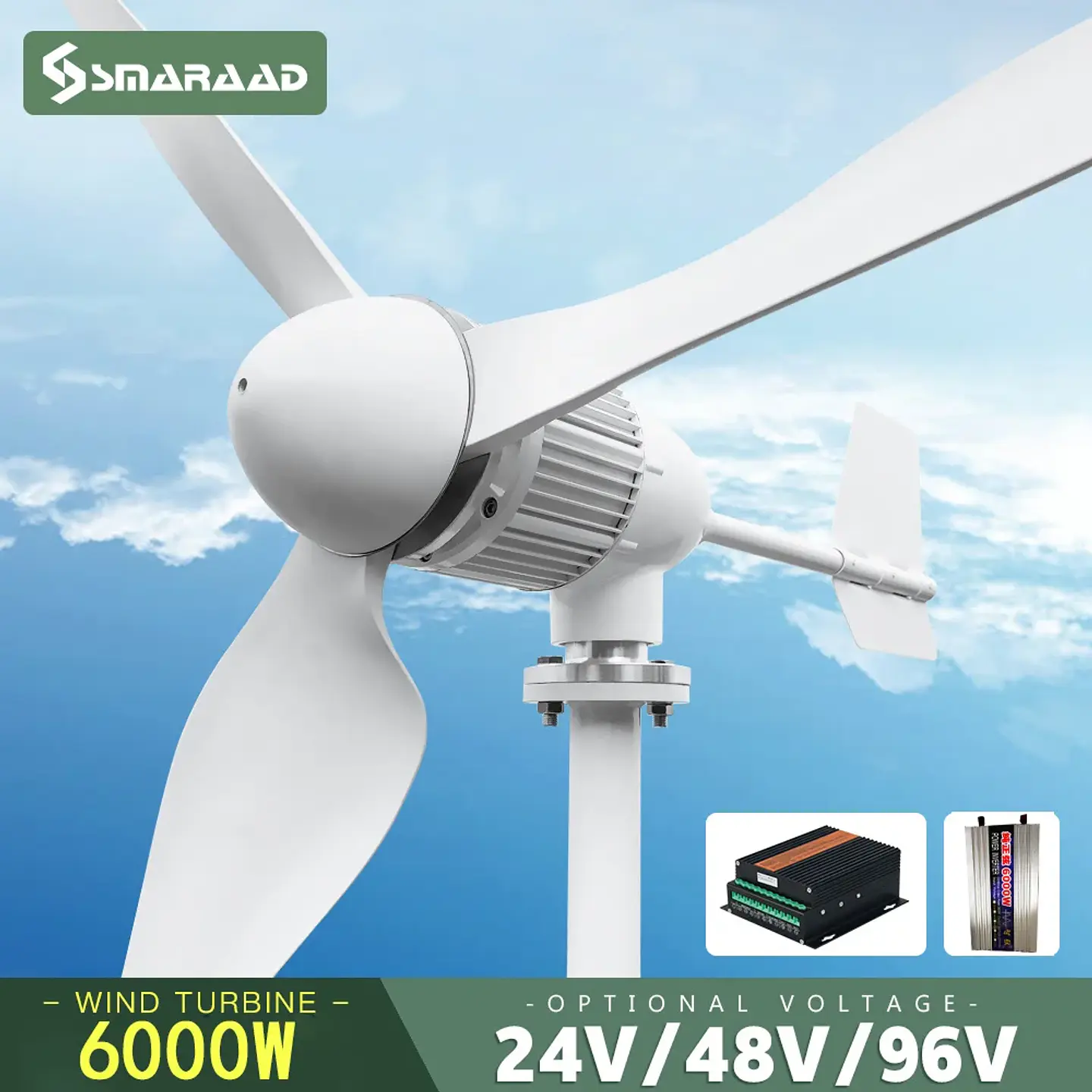 Horizontal Wind Turbine Generator 3kW–6kW, 12V–96V Off-Grid System 1