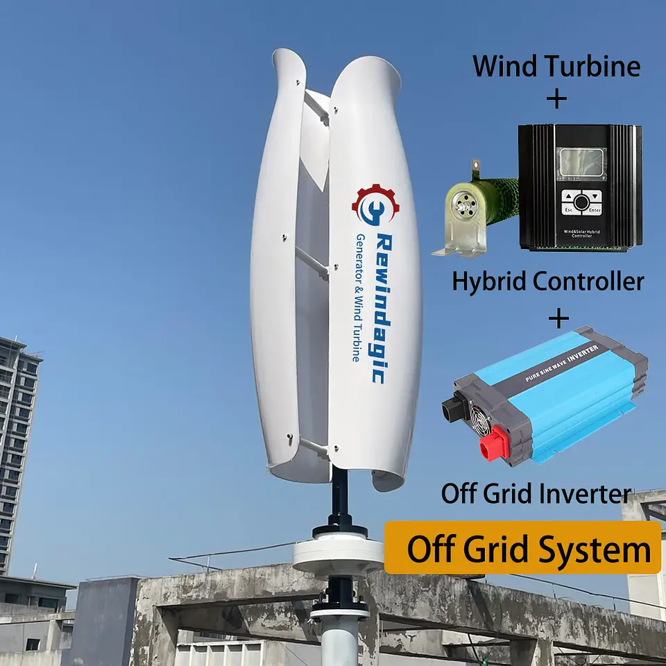 10KW 20KW 30KW 3Phase AC 24V 48V 96V 220V Wind Turbine Generator Vertical Axis Windmill Off Grid System For Home 8