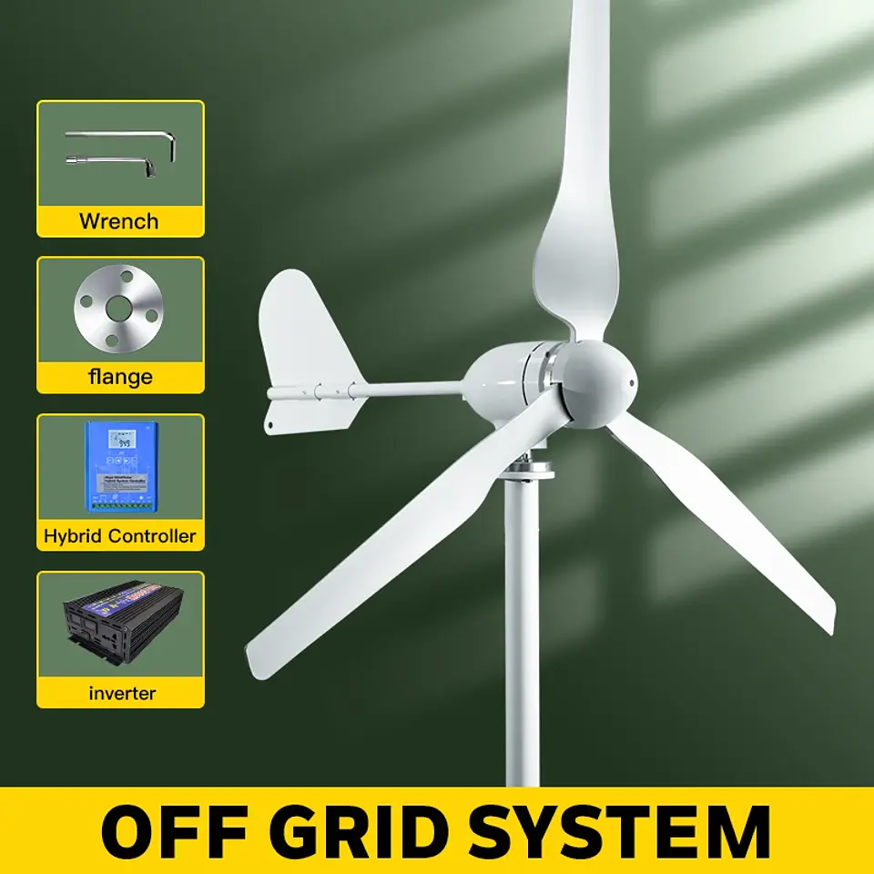 Horizontal Wind Turbine Generator 3kW–6kW, 12V–96V Off-Grid System 9