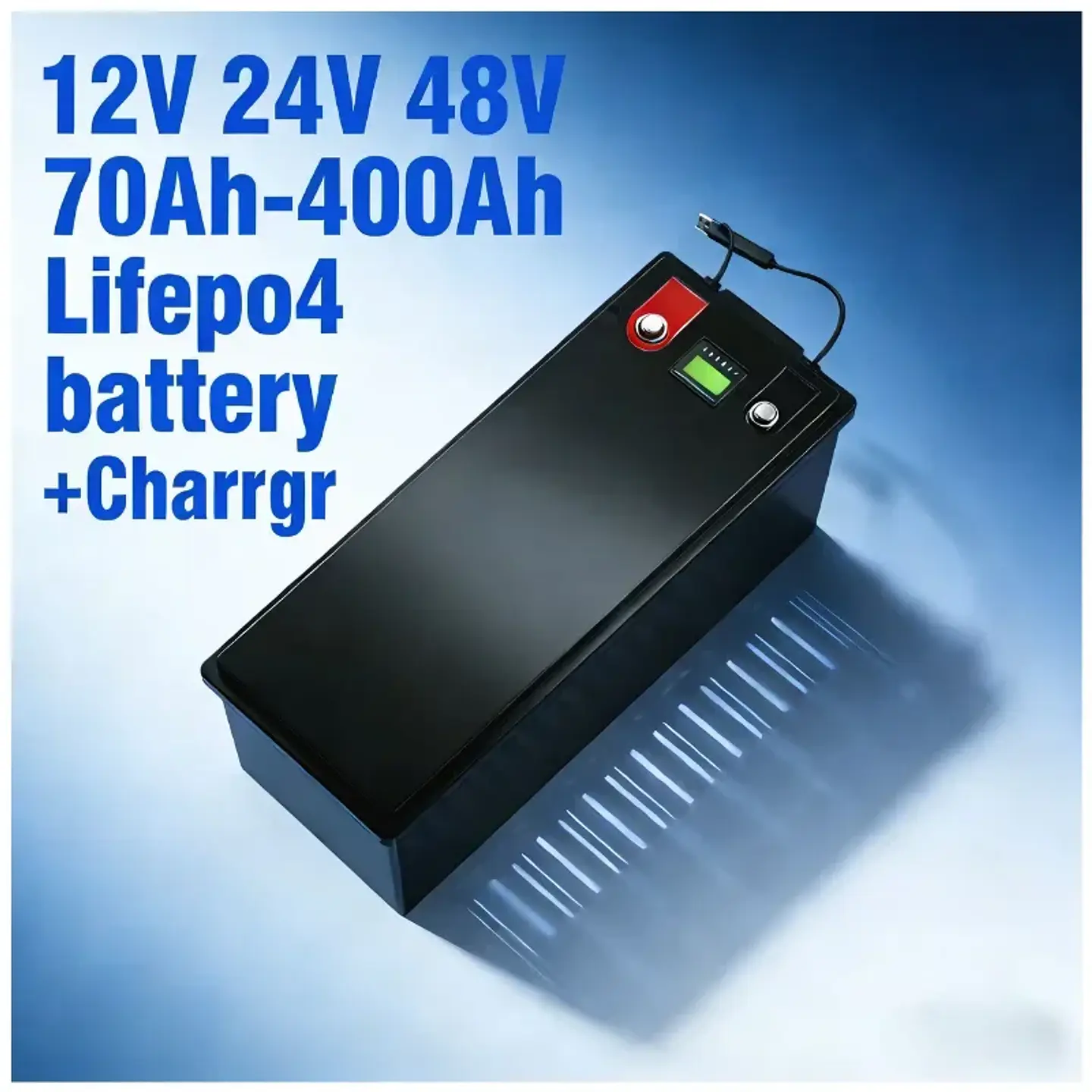 LiFePO4 Battery 12V 24V 48V 70Ah-400Ah | Deep Cycle Lithium Iron Phosphate Battery with Charger | Perfect for Solar Panel System 1