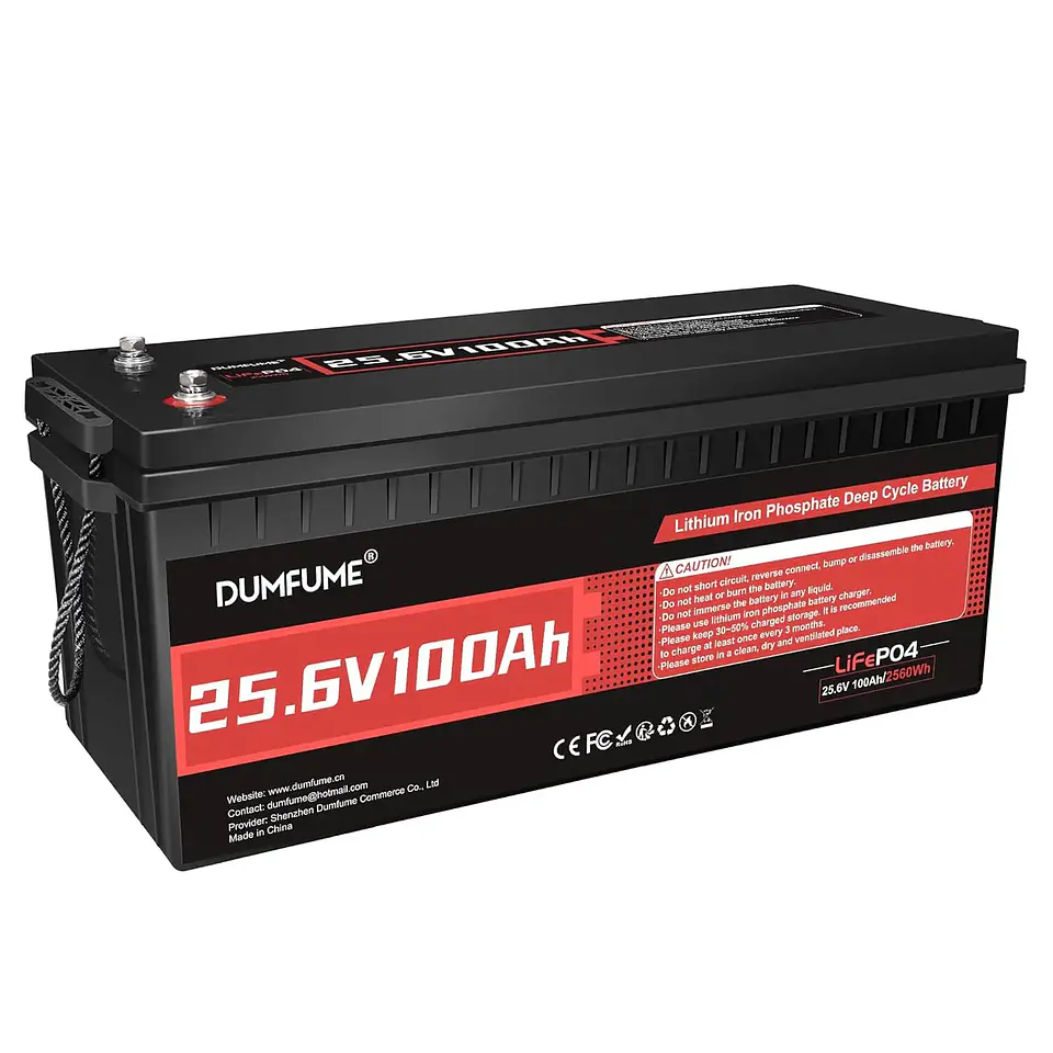 24V 100Ah LiFePO4 Battery, Built-in 100A BMS 24V Lithium Battery, Low Temperature Protection,2560W Power Output, Up to, Custom 1