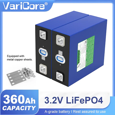 3.2V 360Ah LiFePO4 Rechargeable Battery for 12V 24V Travel Solar Campers Golf Carts Yachts - Lithium Iron Phosphate Tax-Free