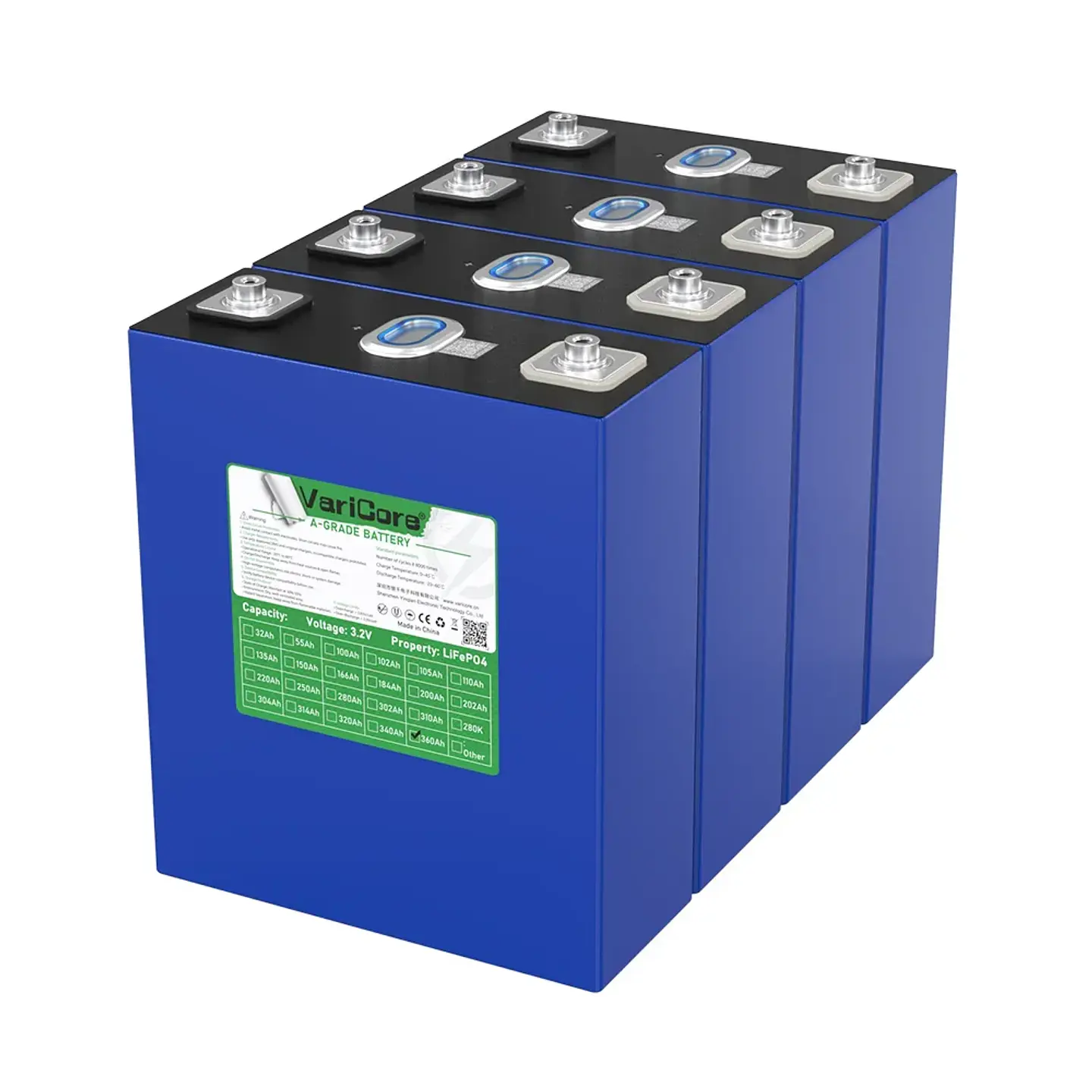 3.2V 360Ah LiFePO4 Rechargeable Battery for 12V 24V Travel Solar Campers Golf Carts Yachts - Lithium Iron Phosphate Tax-Free 2