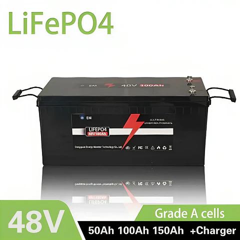 48v 50Ah 100AH 150Ah lifepo4 battery with BMS for tricycle golf cart inverter Solar energy storage scooter RV +Charger