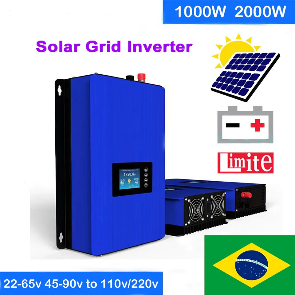 SUN1000W 2000W Solar Grid Tie Inverter with Limiter for Solar Panel or Battery Dischage DC 22-65V/45-90V to AC 110V 120V  220V 1