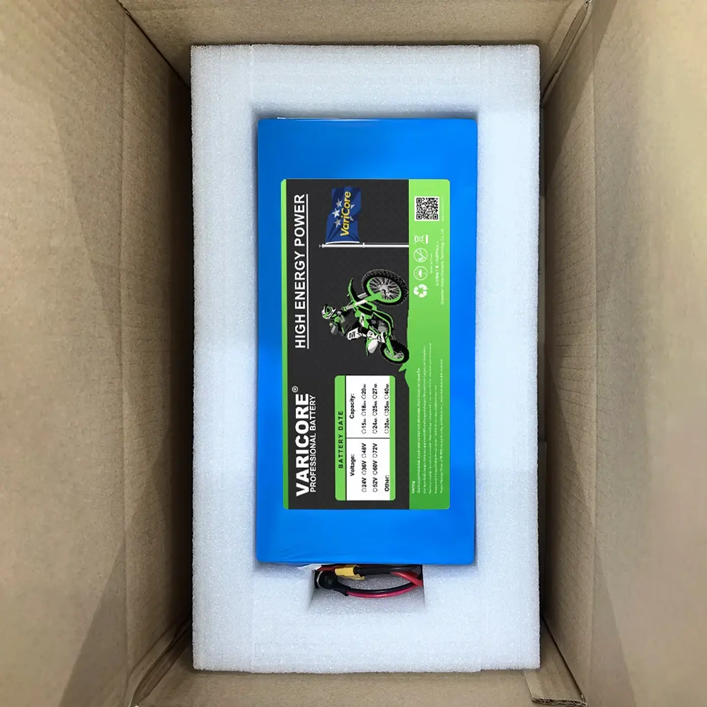 VariCore 48V 30Ah 13S6P 21700 Lithium Battery Pack with Built-in BMS Protection 1200W 1440W including 54.6V 2A Charger 1