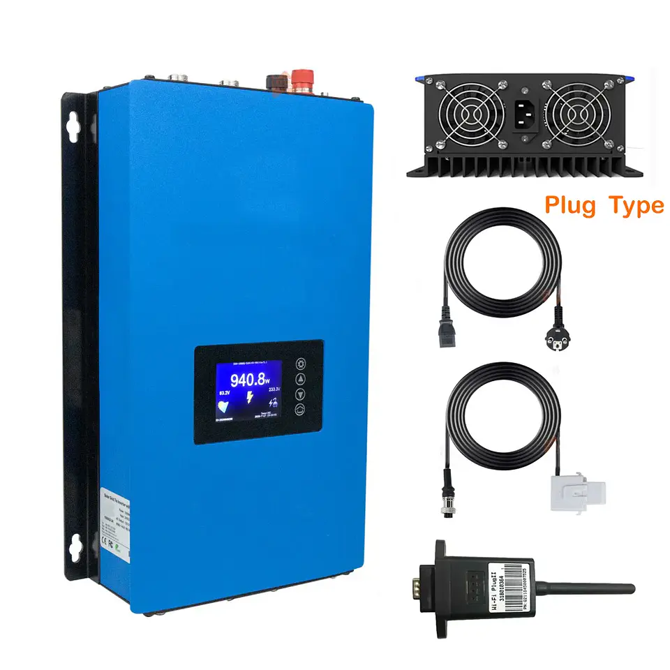 SUN1000W 2000W Solar Grid Tie Inverter with Limiter for Solar Panel or Battery Dischage DC 22-65V/45-90V to AC 110V 120V  220V 8