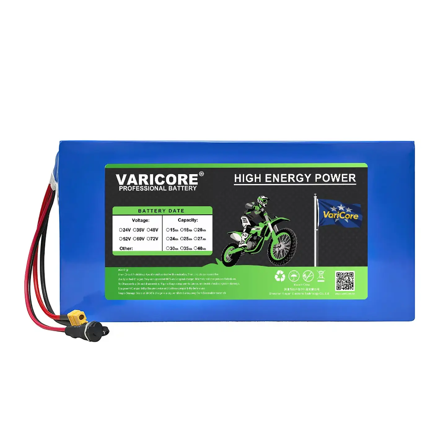 VariCore 48V 30Ah 13S6P 21700 Lithium Battery Pack with Built-in BMS Protection 1200W 1440W including 54.6V 2A Charger 5