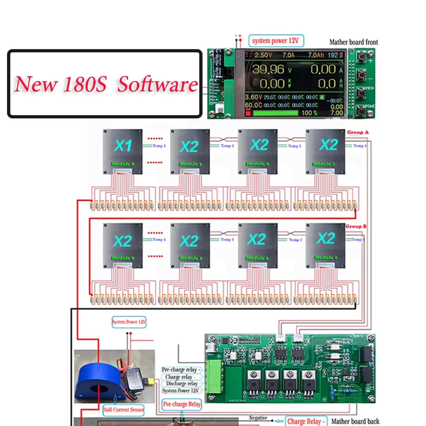 4S-192S 200A Smart YL DIY BMS LiFePO4 Li-ion LTO With Relay Bluetooth-Compatible APP Monitor Solar Power LCD Display 7