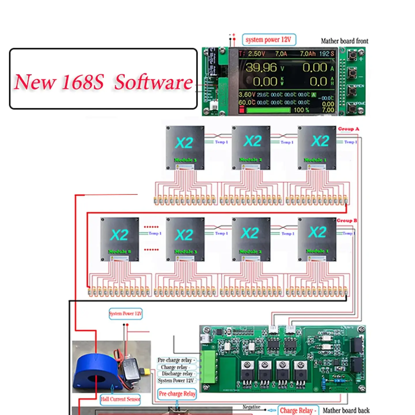 4S-192S 200A Smart YL DIY BMS LiFePO4 Li-ion LTO With Relay Bluetooth-Compatible APP Monitor Solar Power LCD Display 11