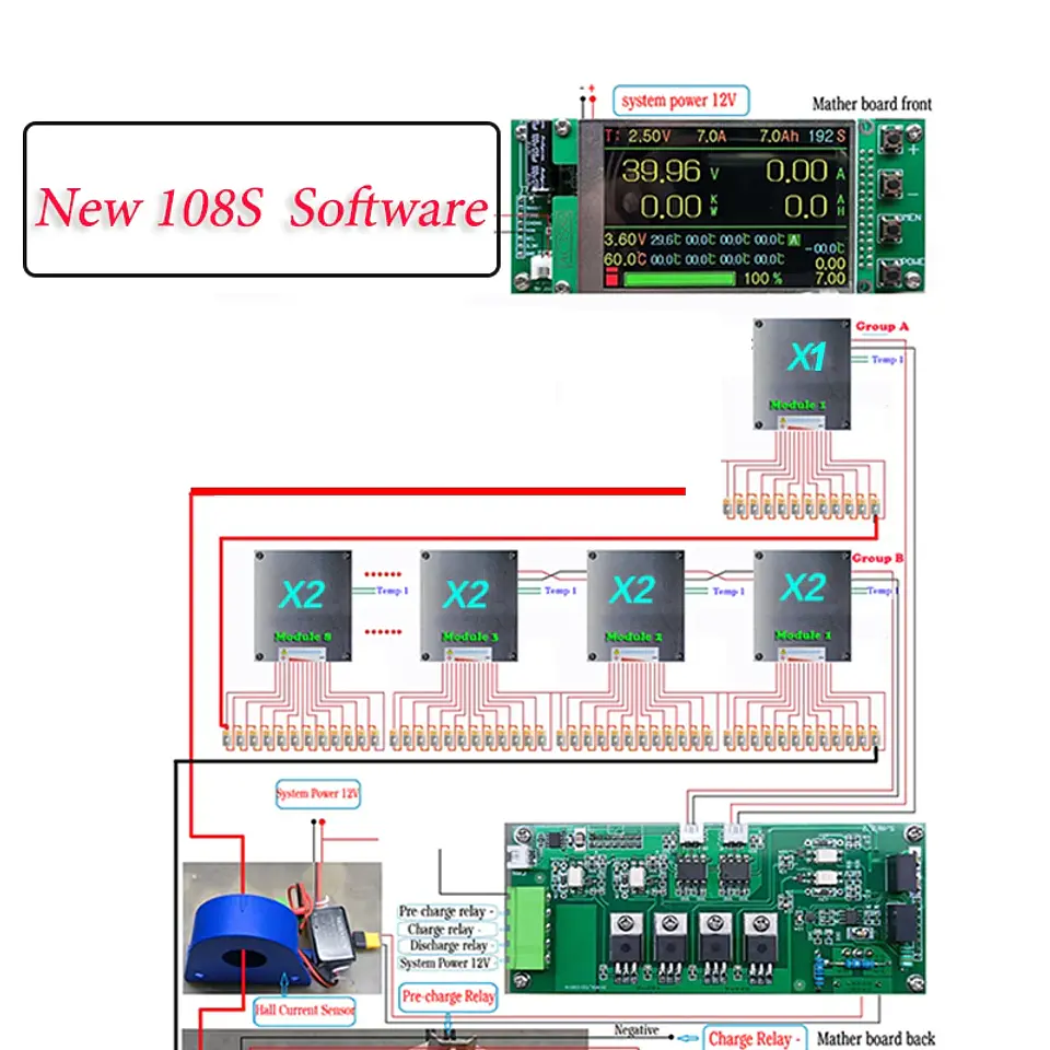 4S-192S 200A Smart YL DIY BMS LiFePO4 Li-ion LTO With Relay Bluetooth-Compatible APP Monitor Solar Power LCD Display 14