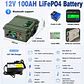 LiFePO4 Battery 12V 100Ah 150Ah 200Ah Bluetooth BMS 6000 Cycles Waterproof Solar Lithium Battery Boat Fishing Trolling Motor - thumbnail 9