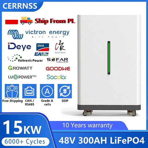 LiFePO4 48V 300AH 15KWH Battery 51.2V 100AH 600AH Lithium Solar Battery Rechargeable Battery 8000+ Cycle For Home Storage NO TAX