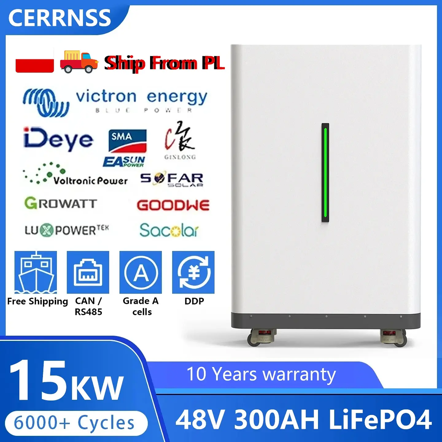 LiFePO4 48V 300AH 15KWH Battery 51.2V 100AH 600AH Lithium Solar Battery Rechargeable Battery 8000+ Cycle For Home Storage NO TAX 1