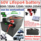 60V 100Ah 120Ah 150Ah 200Ah lithium Lifepo4 EV battery pack with BMS and charger for for electric trike moped golf cart vehicle - thumbnail 1