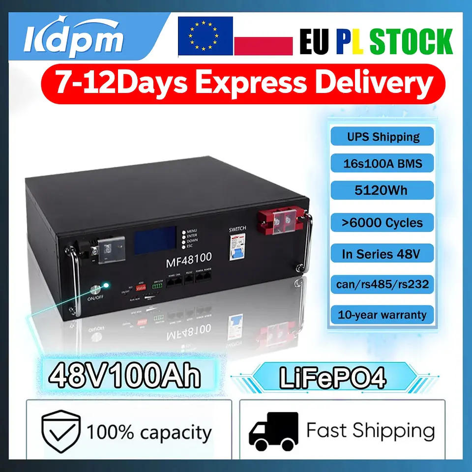 Brand New LiFePO4 48V 100Ah Battery Pack 5kwh Built-in 16S 100A BMS RS485 CAN Cell Pack For Solar System Home Energy Storage Van 1