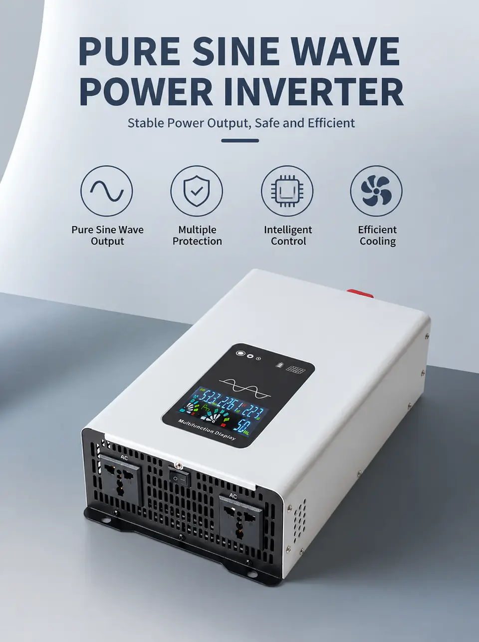 12V 24V Pure Sine Wave Inverter 800W 1300W 1500W 2500W 3000W DC To AC 110V 220V Converter LCD Display Universal Socket 2