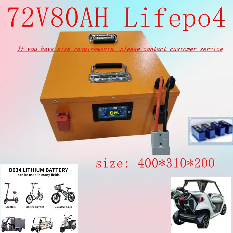 72V Lifepo4 Rechargeable Battery 80AH-150AH High Capacity Energy Storage for Motorcycle Electric Car Pedal Car Golf Car 1