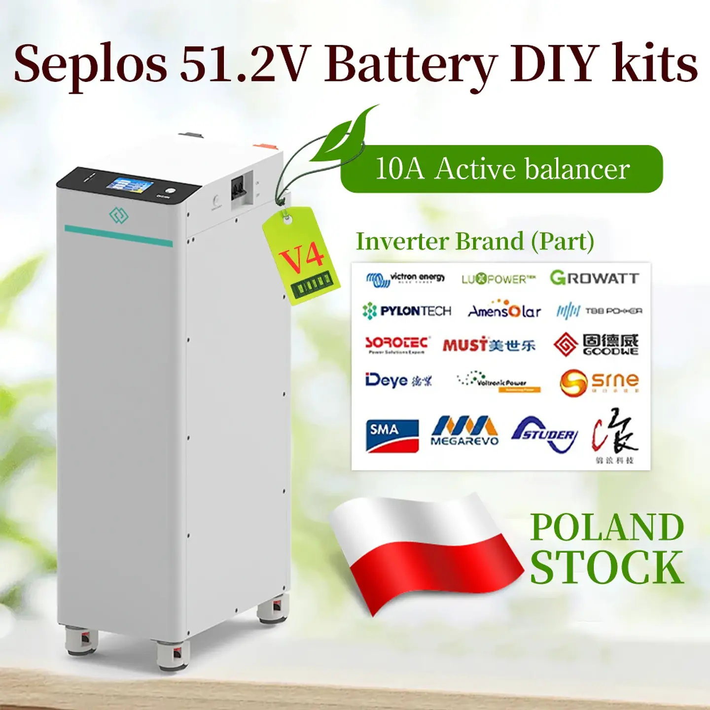 Seplos V4 DIY LiFePO4 Battery Case 48V 16S 200A BMS Smart 51.2V 280ah BT LCD 2A Active Balancer Assemble Box for Home Energy 1