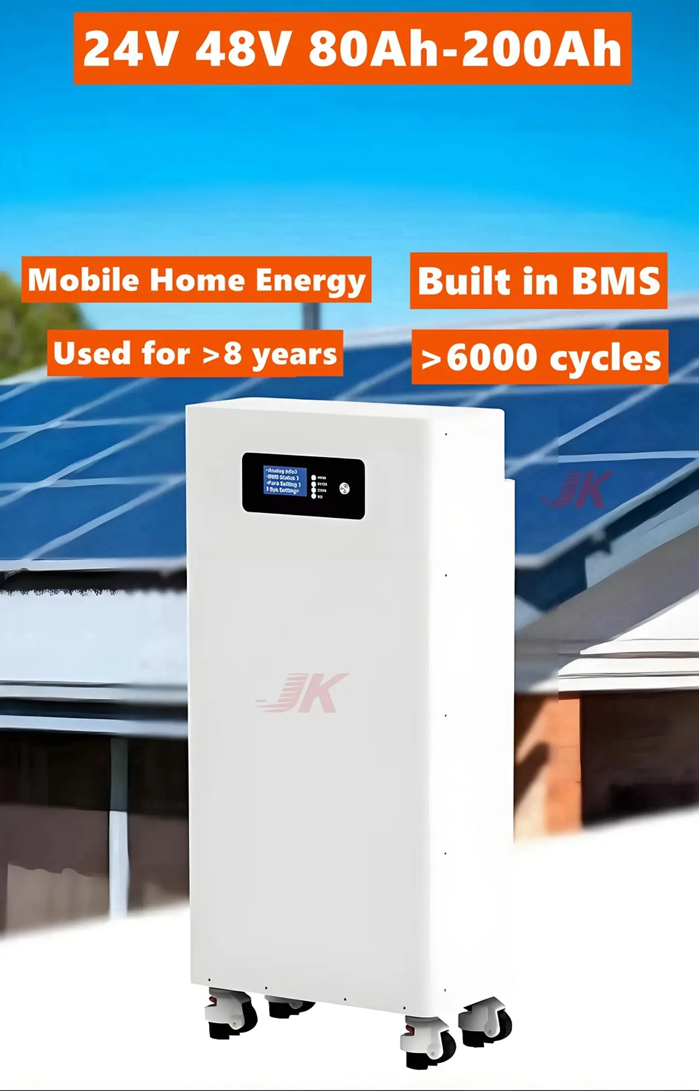 2KW 3KW 5KW Solar System LiFePO4 48V 24V 100AH 150Ah 200Ah Lithium Battery Mobile Energy Storage for PV Inverter+Charger 2