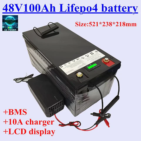 CZ-lithium 48v 100AH lifepo4 battery with BMS for tricycle golf cart inverter Solar energy storage scooter +58.4V 10A charger