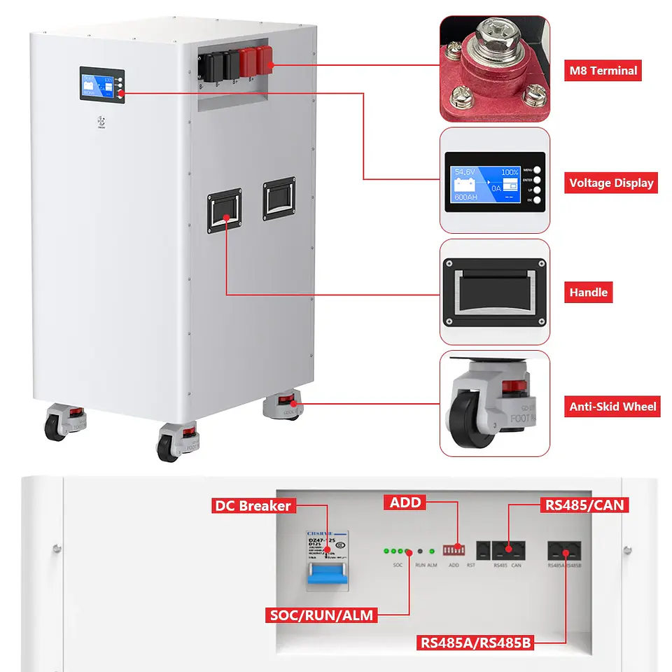 LiFePO4 48V 600AH 300AH 100AH Battery Pack 51.2V 30KW Lithium Solar Battery 6000+ Cycle With 16S 200A BMS For Inverter EU Stock 3