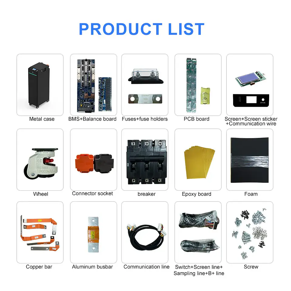 Seplos V4 DIY LiFePO4 Battery Case 48V 16S 200A BMS Smart 51.2V 280ah BT LCD 2A Active Balancer Assemble Box for Home Energy 5