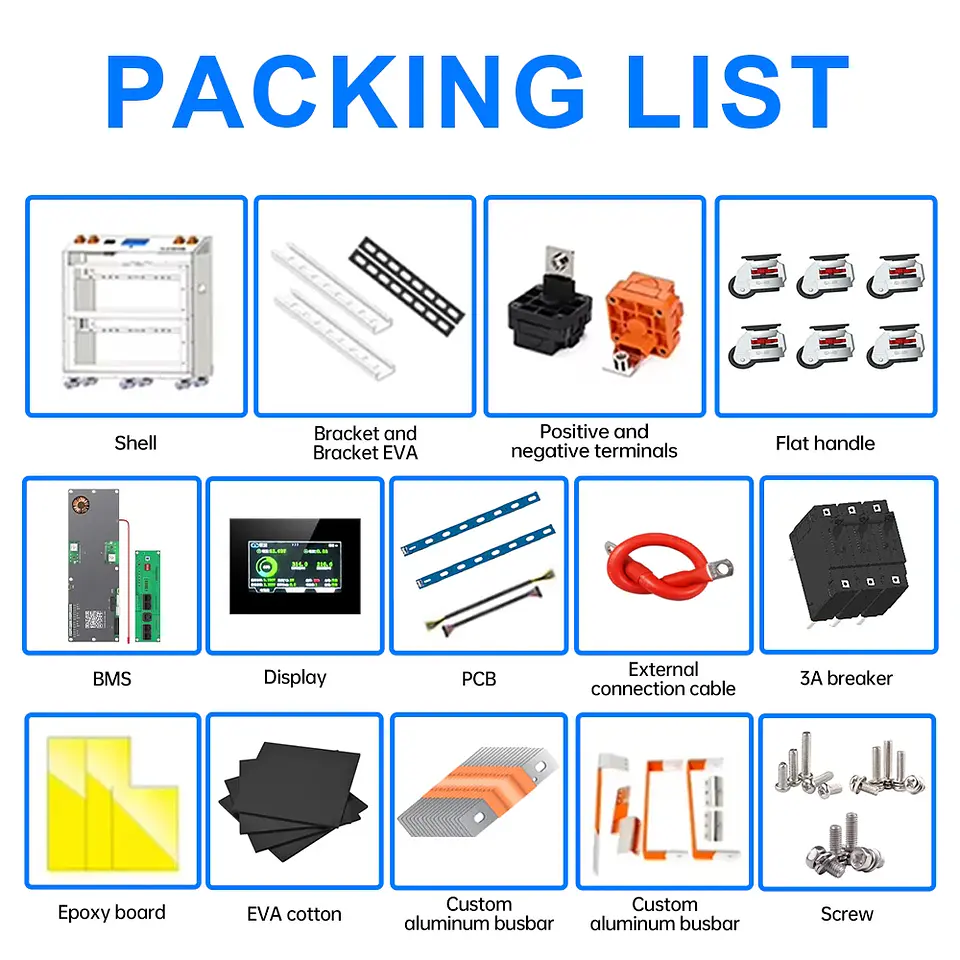 EU Stock EVE 48V628AH Lifepo4 Battery DIY Kts JKV19 BMS CAN RS485 2A Active Balancer VAT Free 32kWh DIY Battery Case 4 Parallel 5