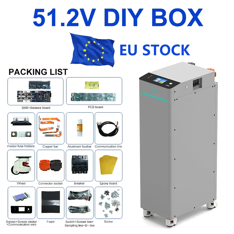 Seplos V4 DIY LiFePO4 Battery Case 48V 16S 200A BMS Smart 51.2V 280ah BT LCD 2A Active Balancer Assemble Box for Home Energy 8