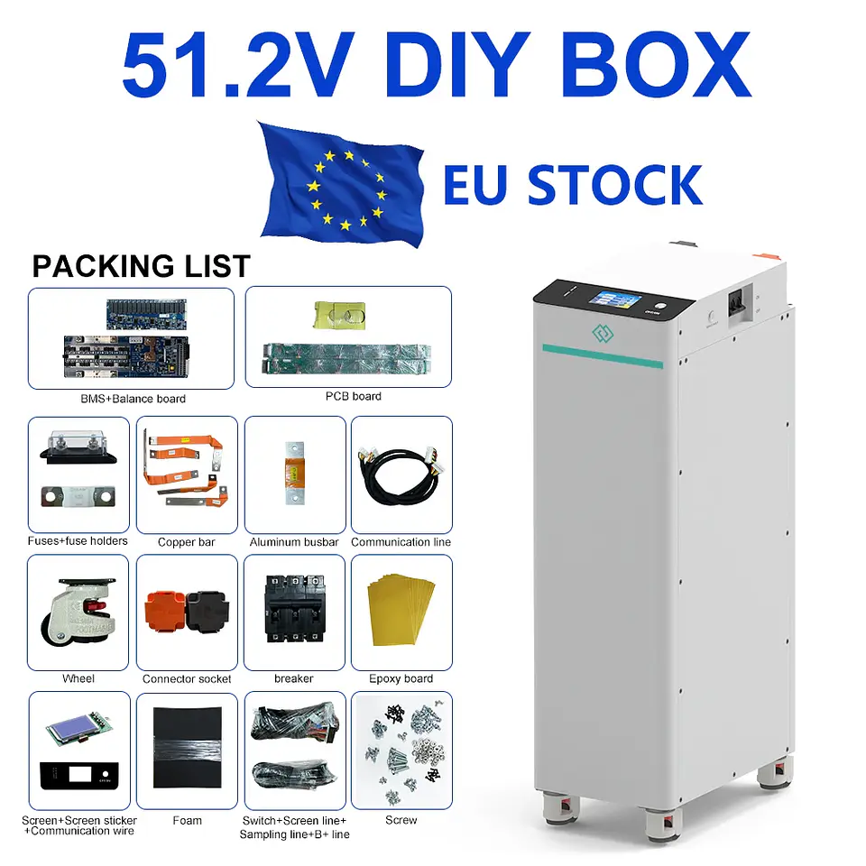 Seplos V4 DIY LiFePO4 Battery Case 48V 16S 200A BMS Smart 51.2V 280ah BT LCD 2A Active Balancer Assemble Box for Home Energy 9