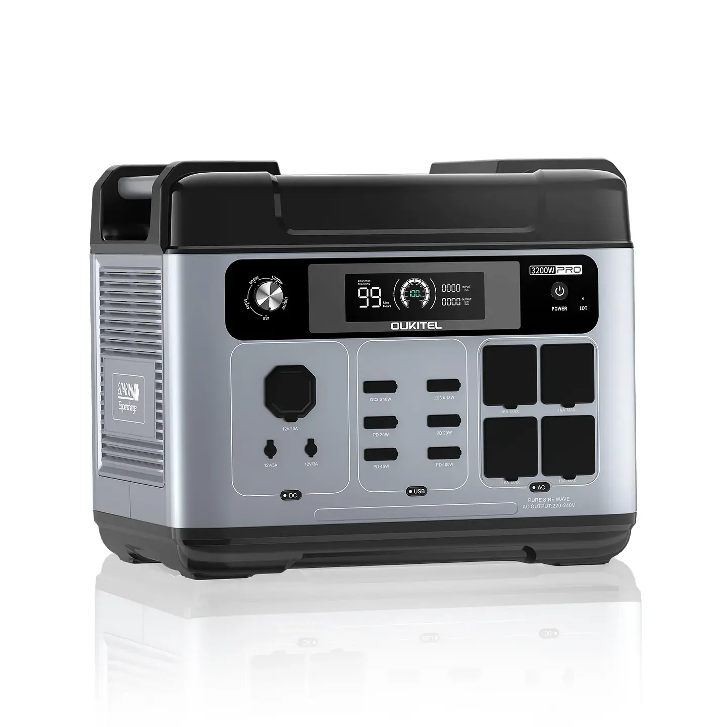 OUKITEL New P2001 PRO 3200W Portable Power Station 2048Wh Lifepo4 Battery Solar Generator 6