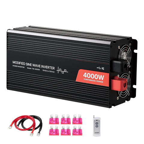 "4000W Power Inverter 12V DC to 120V AC Modified Sine Wave Solar Car Charger LCD Display Remote Control 220V Output Voltage"