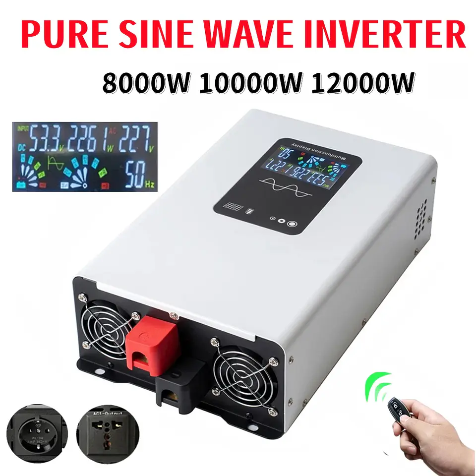Inverter 12v 220v Pure Sine Wave 8000W 10000W 12000W DC 12V 24V 48V 60V 72V To AC 110V 220V Converter RV Vehicle Solar Inverters 1