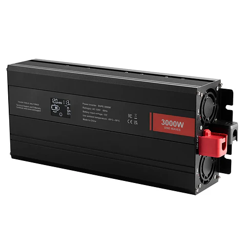 3000 Watt Pure Sine Wave Power Inverter DC 12V AC 120V 6000W Peak with LCD Display 2 AC Outlets 2 USB & 1 Type C Ports