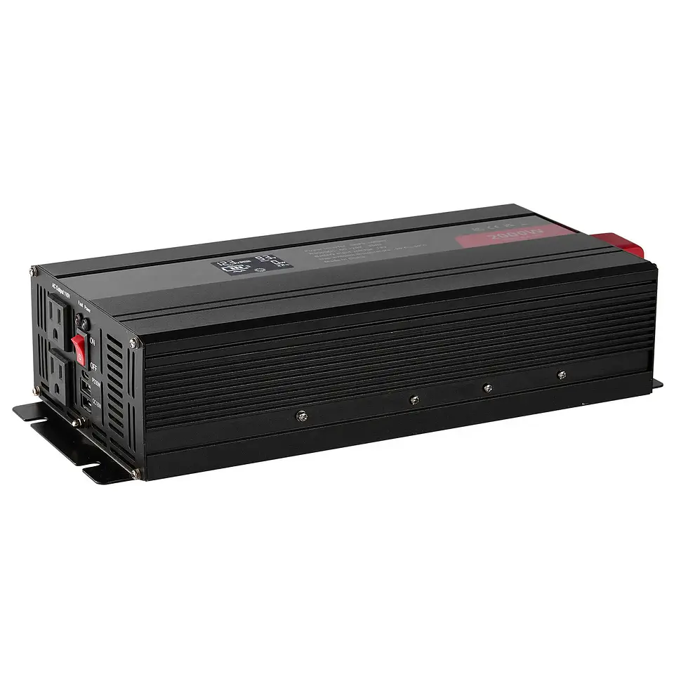 2000-Watt Pure Sine Wave Power Inverter LCD Display DC 12V AC 110V Inverter 2 AC Outlets 2 USB Ports 1 Type C Port 240V 120V 2
