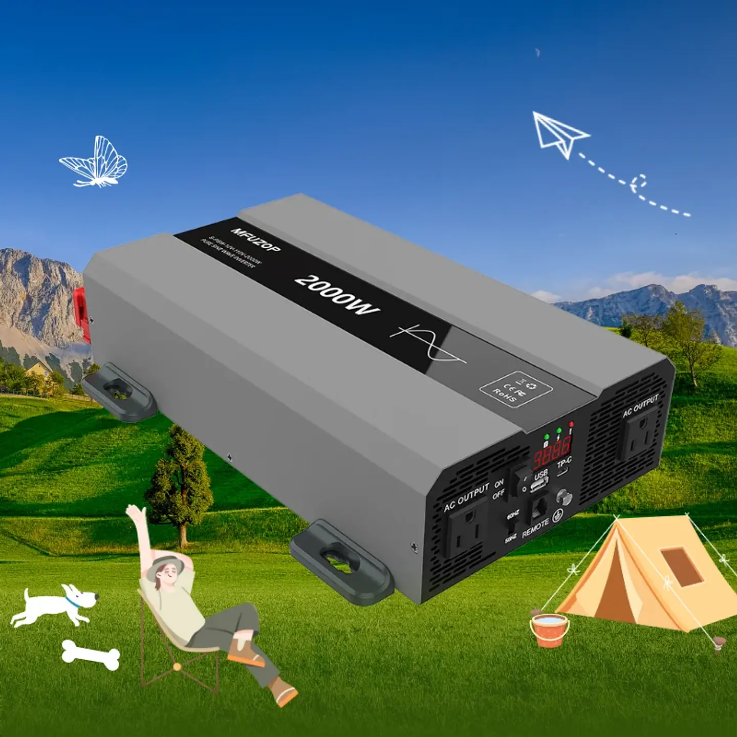 DATOUBOSS SAK Inverter 2000w Pure Sine Wave 12v 110V 220v Dc to Ac Off-grid Power Inverter Stock Los Angeles Warehouse, USA 1